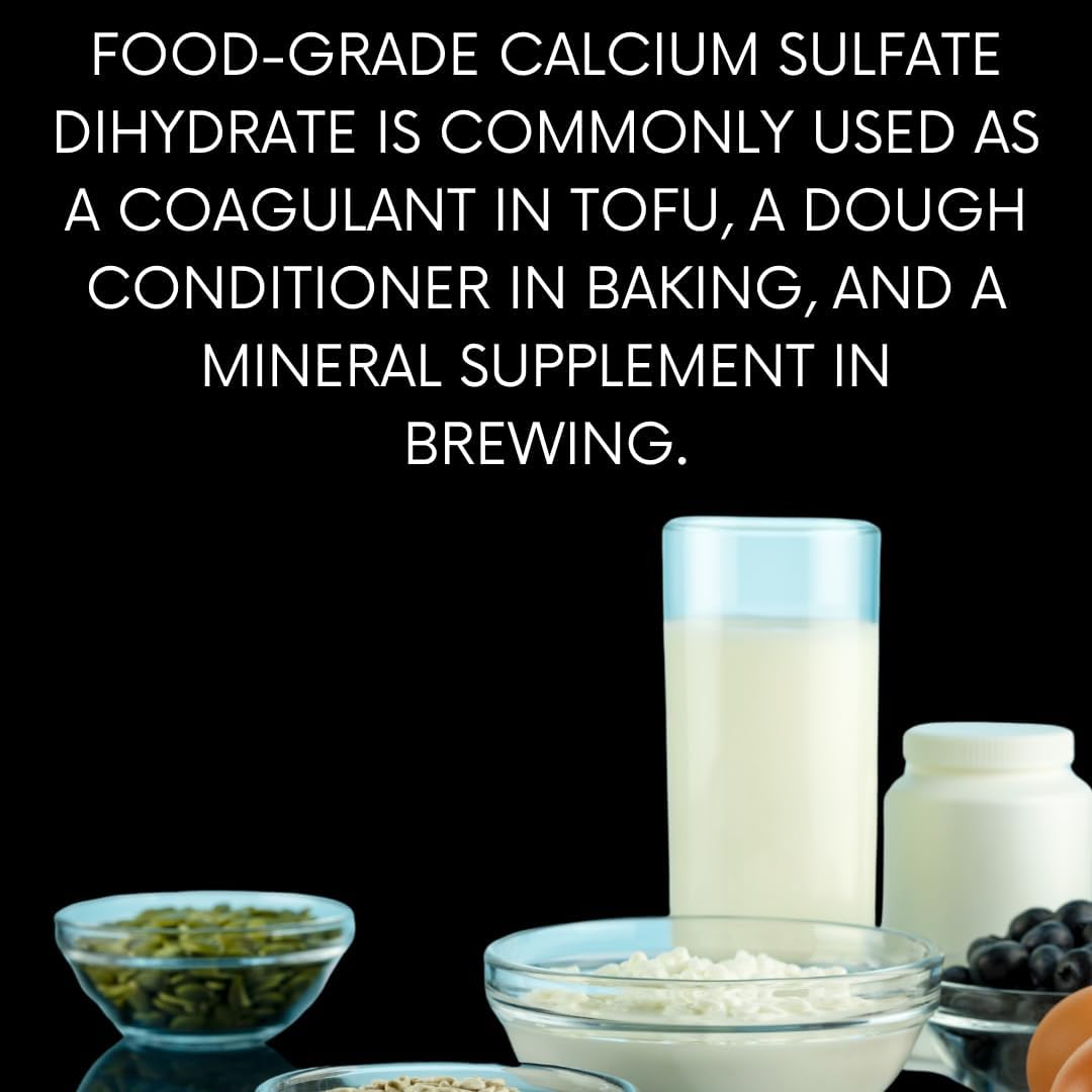 mGanna Food Grade Gypsum Powder 0.5 lbs - Pure Calcium Sulfate Dihydrate for Baking, Water Treatment, & Cosmetics