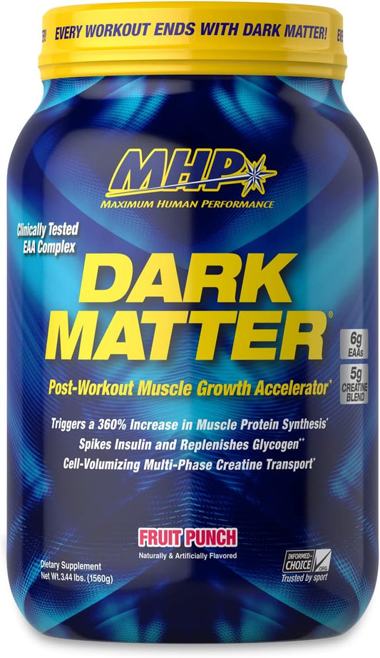 MHP Dark Matter Post Workout Recovery Accelerator with Multi Phase Creatine, Waxy Maize Carbohydrate, 6g EAAs, Fruit Punch - 20 Servings