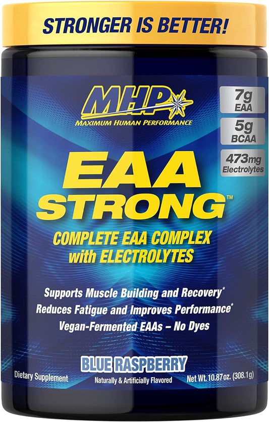 MHP EAA Strong Amino Acid Supplements with BCAAs, Electrolytes - Blue Raspberry (1.2 lb)