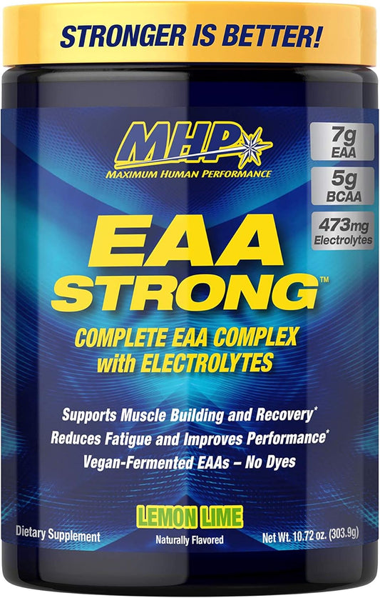 MHP EAA Strong Supplement with All 9 Essential Amino Acids and Electrolytes in Lemon Lime Flavor