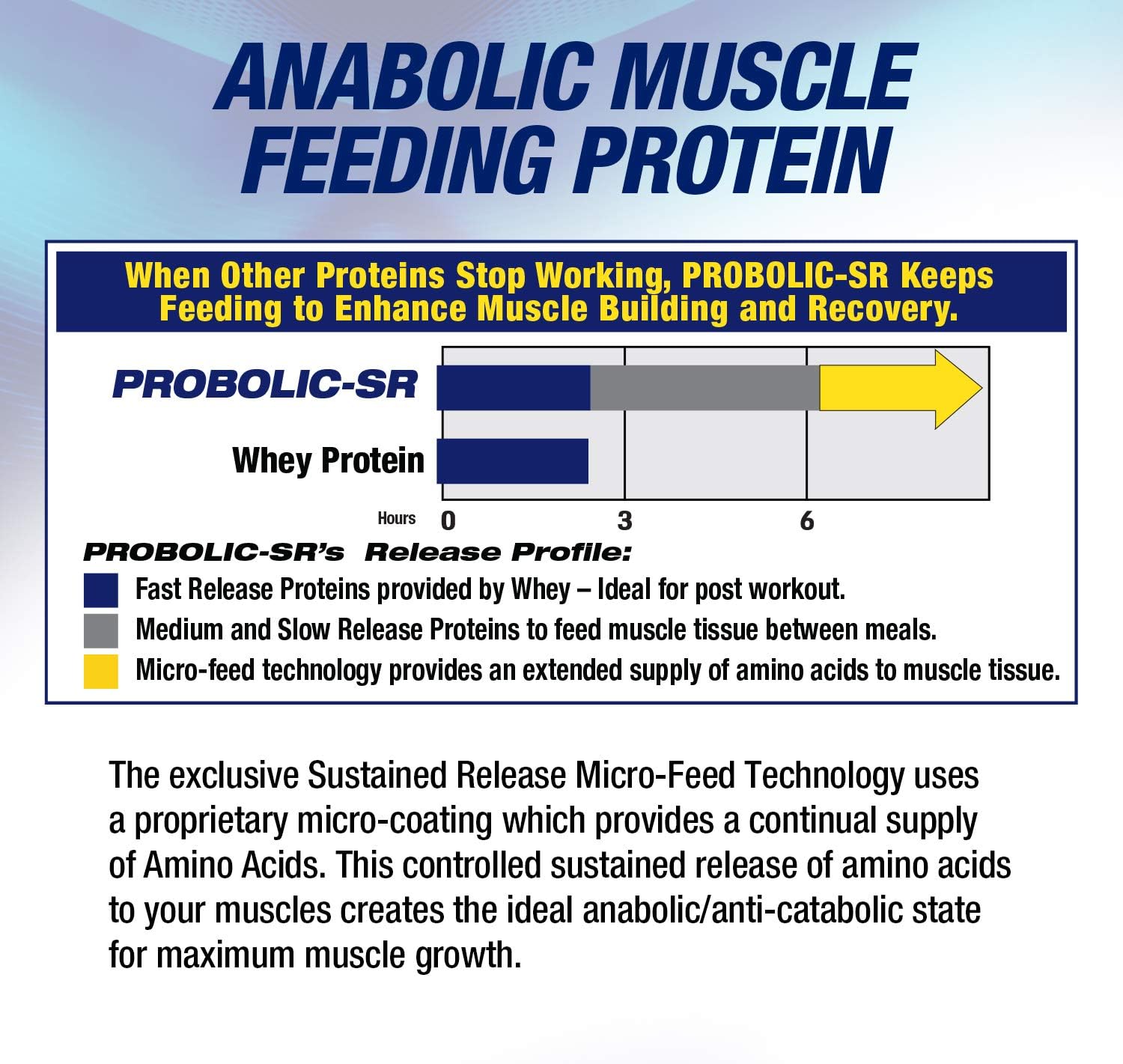 MHP Probolic-SR Sustained Release Chocolate Protein Powder - 24g Protein, BCAAs, Glutamine, Arginine - Pre/Post Workout, Nighttime - 2lbs, 26 Servings
