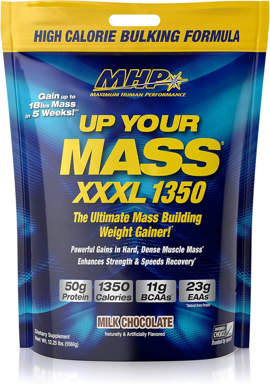 MHP UYM XXXL 1350 Mass Building Weight Gainer - High Protein, High Calories, 11g BCAAs - Milk Chocolate Flavor