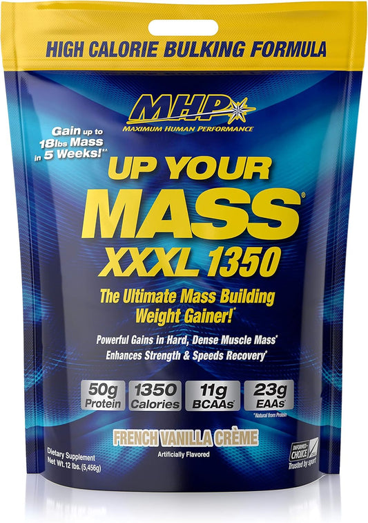MHP UYM XXXL 1350 Mass Gainer for Muscle Mass, 50g Protein, High Calories, 11g BCAAs, French Vanilla Creme
