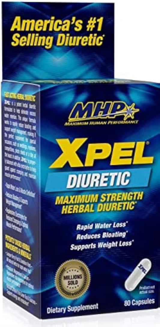 MHP Xpel Dietary Supplement - Maximum Strength Diuretic, 80 Capsules for Weight Loss and Water Retention