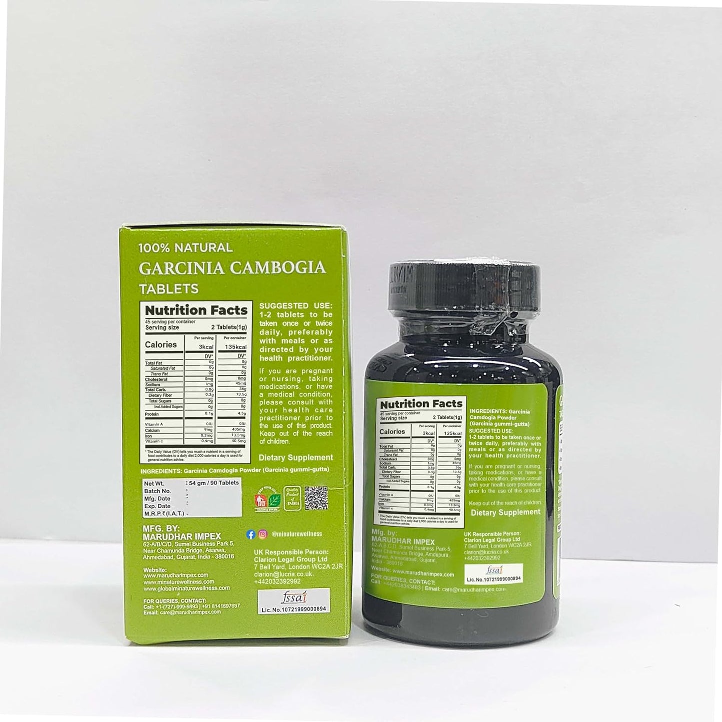 mi Nature Garcinia Cambogia Tablets - Pure & Natural 500mg Powder Tablet | Non-GMO, Vegan, Gluten-Free | 90 Tablets, 45 Days Supply | Chemical & Preservative-Free