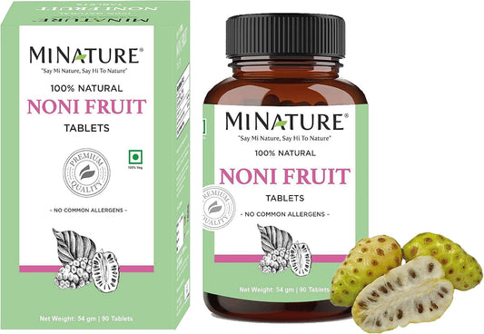 mi Nature Mini Noni Tablets | 90 Tablets, 1000mg | 45 Days Supply | Noni Fruit Supplement Vegan Friendly