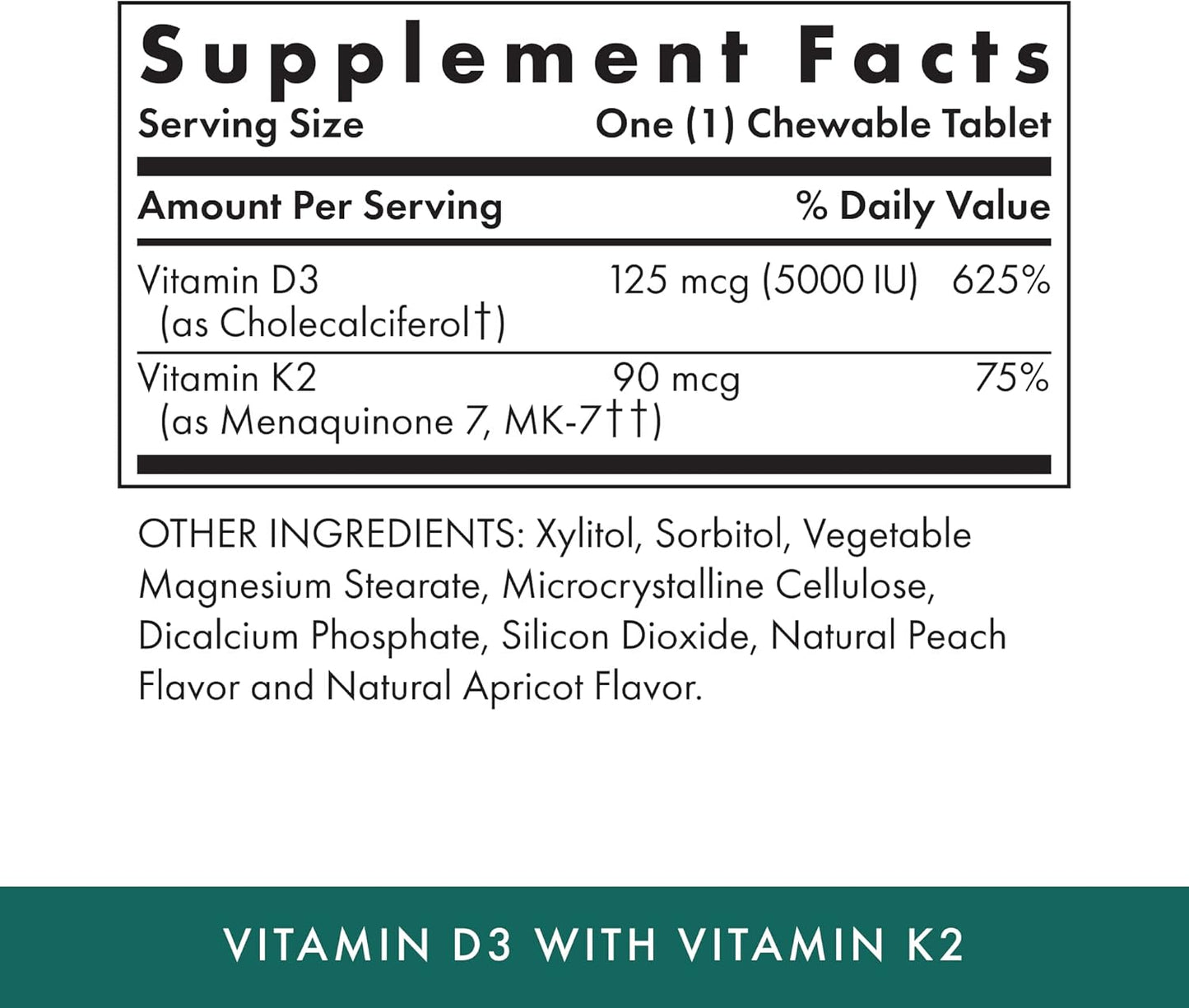 Michael's Health Vitamin D3 with K2 Chewable Tablets - Apricot Flavor - Supports Skeletal & Immune System - Vegetarian & Kosher - 90 Servings