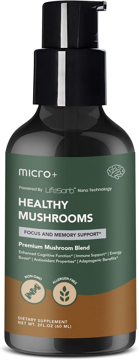 Micro+ Nootropic Brain Supplement with LifeSorb - Health Mushroom+ for Focus, Memory, Cognitive Boost