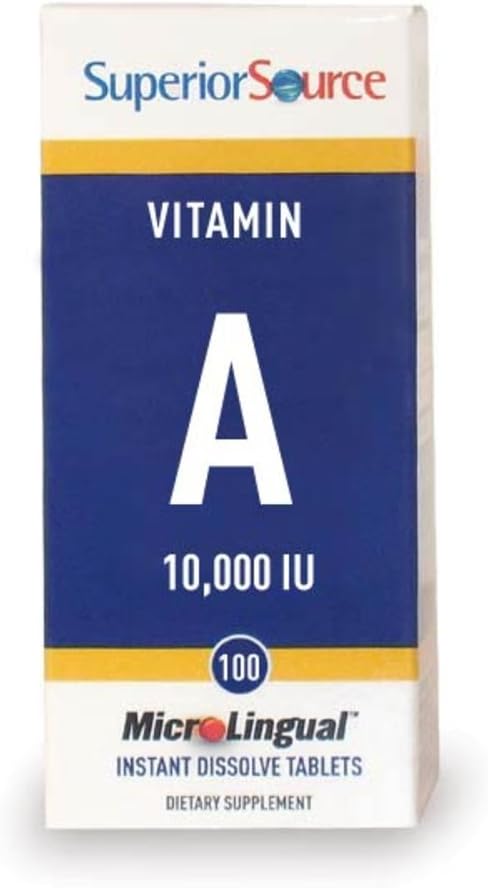 MicroLingual Vitamin A 10,000 IU Tablets, 100 Ct - Support Vision, Immune System, Reproduction, Growth - Non-GMO - Under The Tongue Dissolve