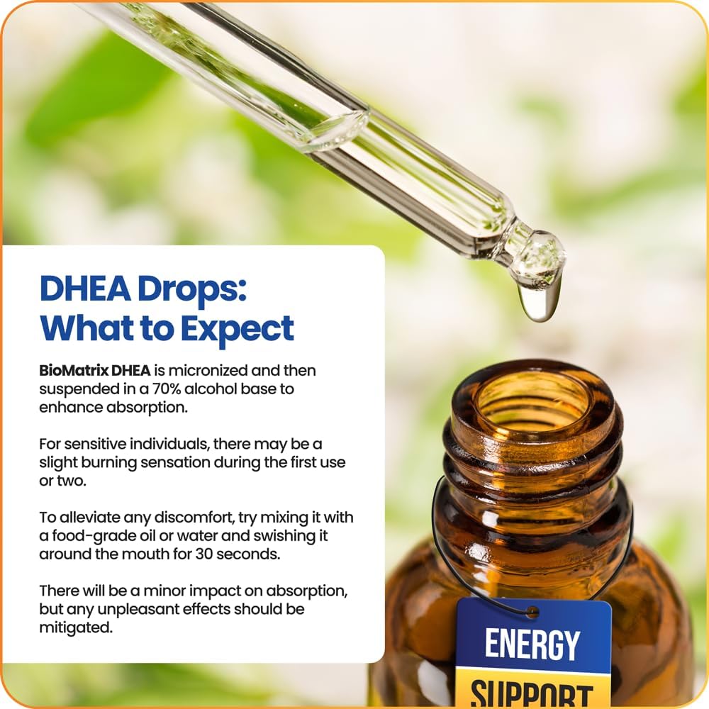 Micronized BioMatrix DHEA Liquid Supplement (30 ML) - Supports Adrenal, Brain, Heart, Bone - High Absorption and Precision Dosing