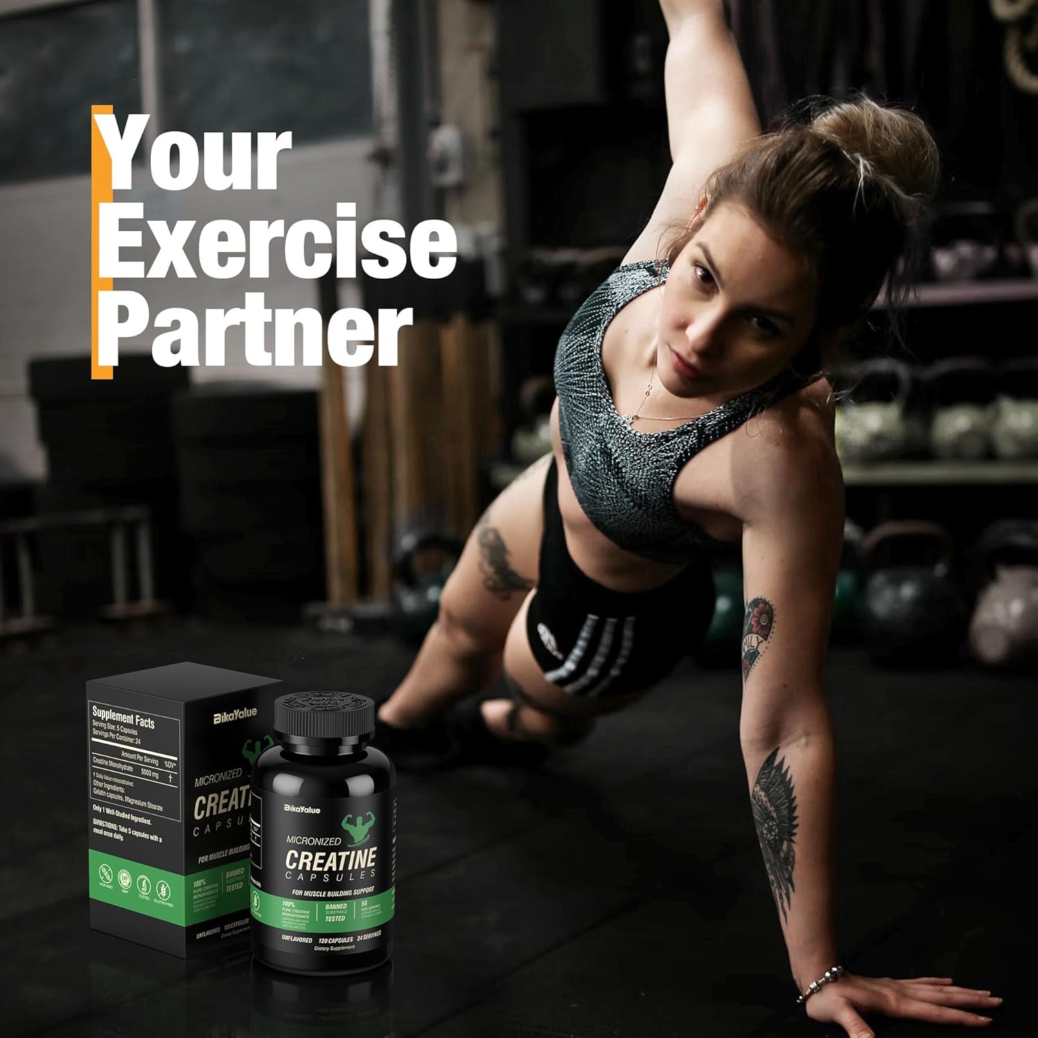 Micronized Creatine Monohydrate Capsules - Muscle, Strength, Energy - 300 Capsules (60 Servings)