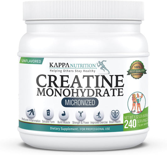 Micronized Creatine Monohydrate Powder - 2.5g per Serving (240 Servings) by KAPPA NUTRITION