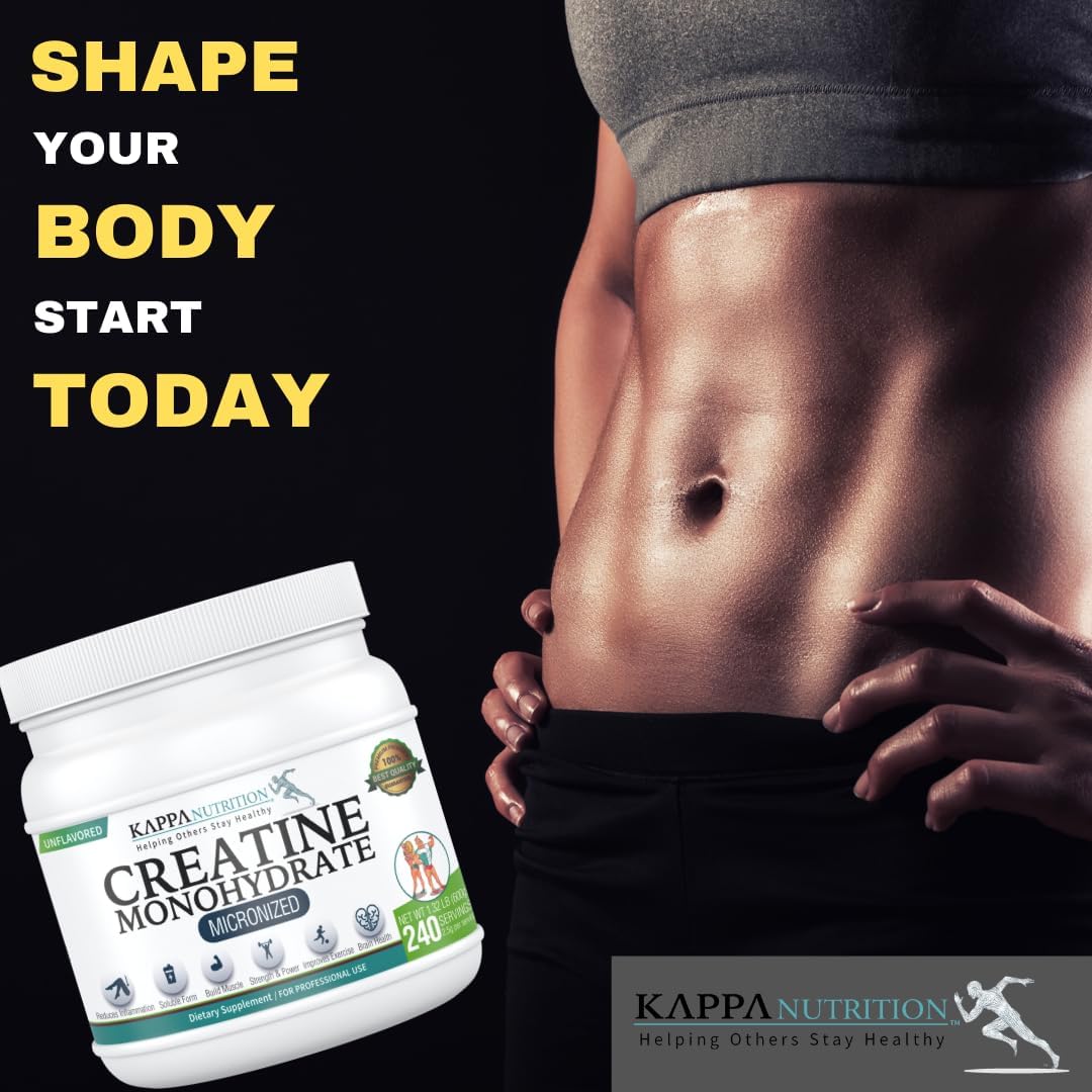 Micronized Creatine Monohydrate Powder - 2.5g per Serving (240 Servings) by KAPPA NUTRITION