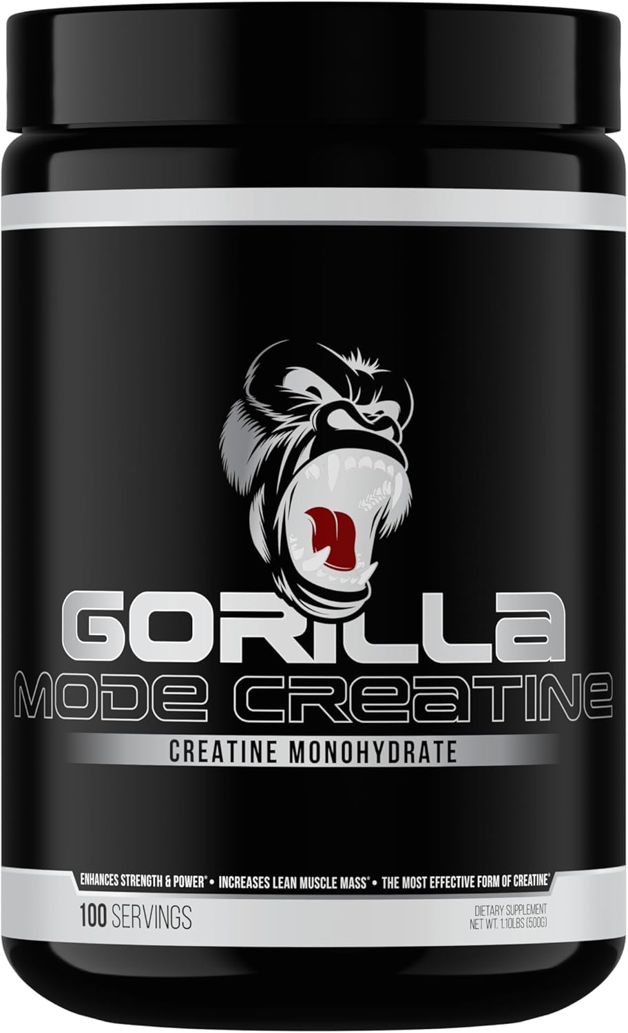 Micronized Creatine Monohydrate Powder by Gorilla Mind - Enhance Muscle Size, Power, and Strength - 5g per Serving, 100 Servings