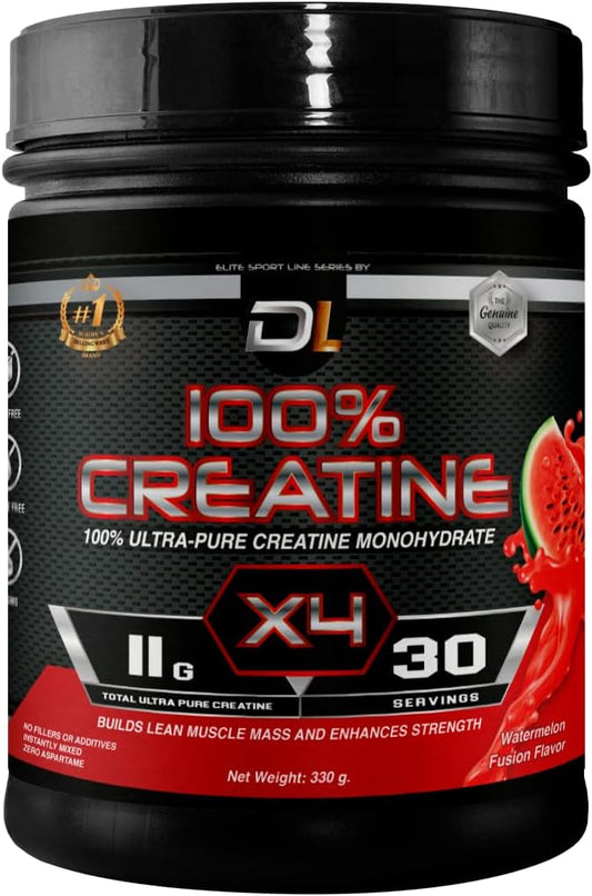 Micronized Creatine Monohydrate Powder for Lean Muscle Mass | Boost Performance & Recovery | Watermelon Flavor | 30 Servings | No Sugar
