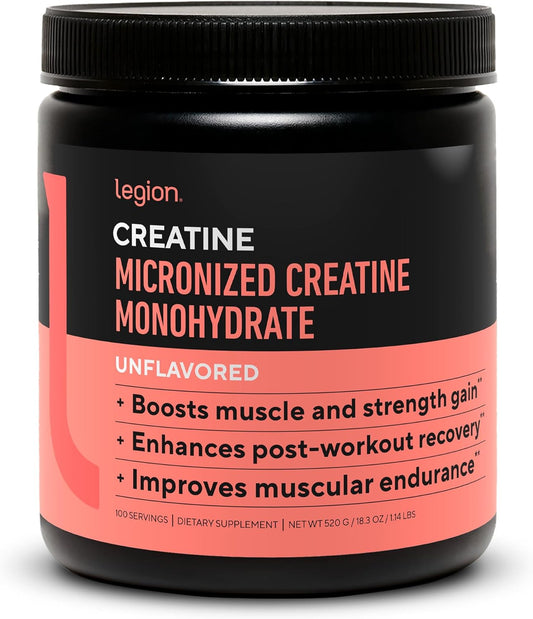 Micronized Creatine Monohydrate Powder for Muscle Gain & Recovery - 100 Servings, Unflavored - High Absorption Creatine Supplement