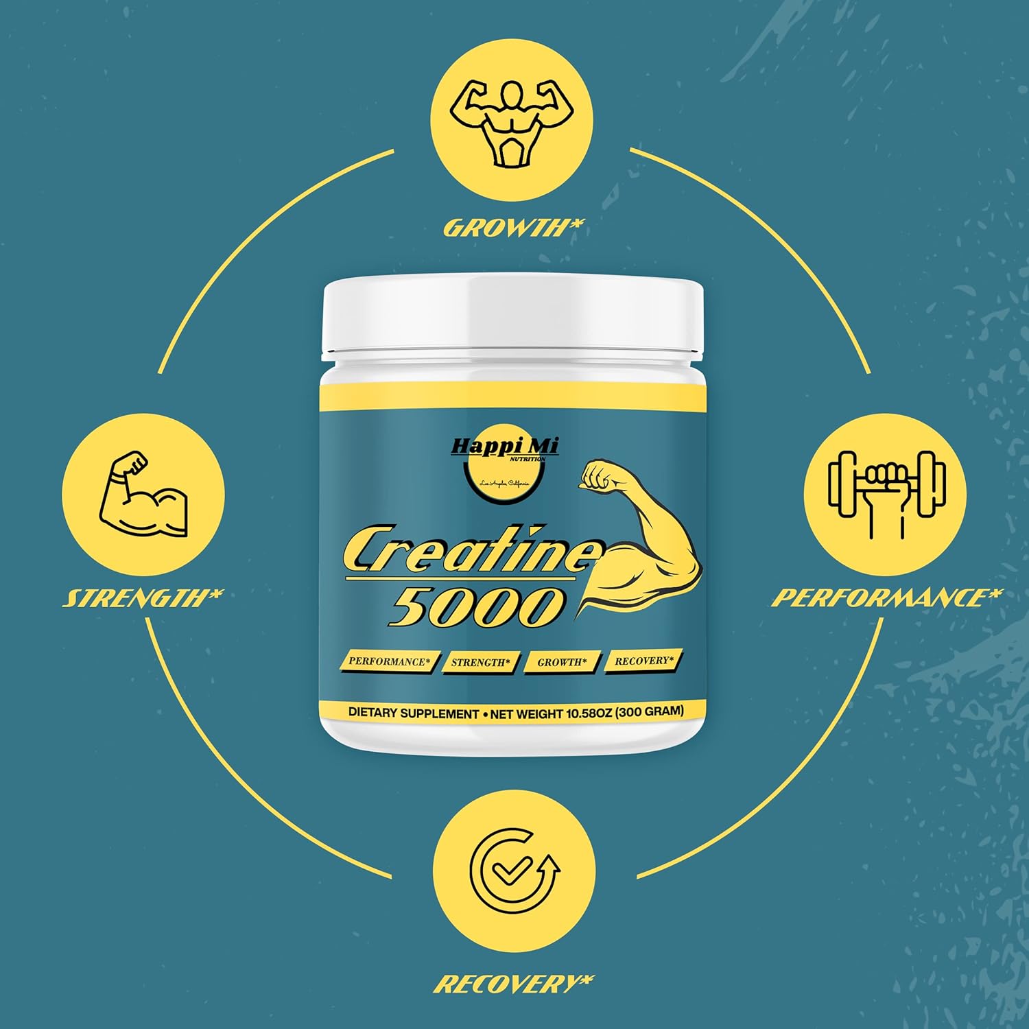 Micronized Creatine Monohydrate Powder for Pre and Post Workout, Muscle Building, and Athletic Performance - 300g, 5000mg per Serving