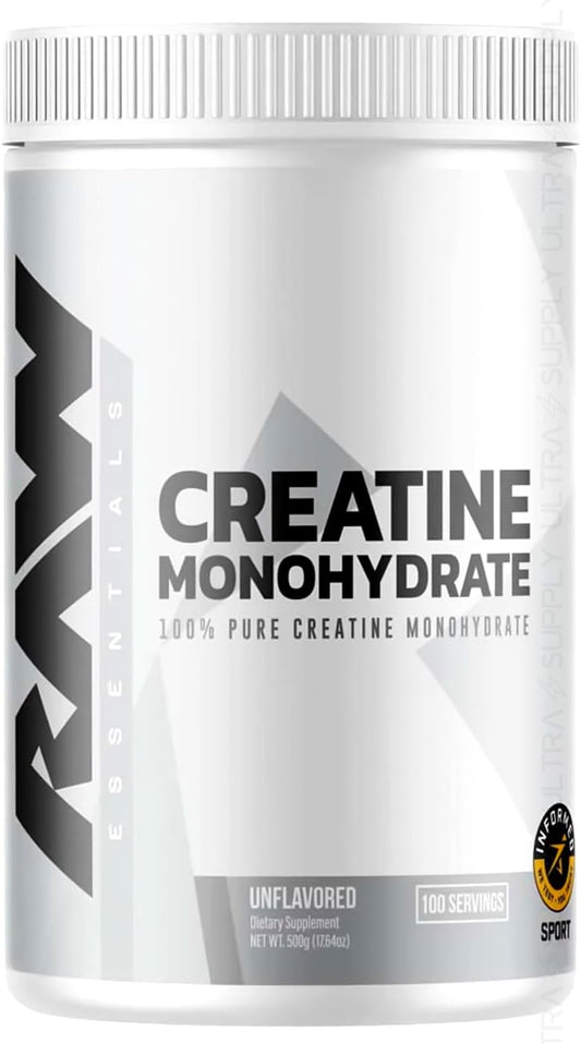 Micronized Creatine Monohydrate Powder, Unflavored - 510g, 100 Servings for Muscle Strength & Recovery