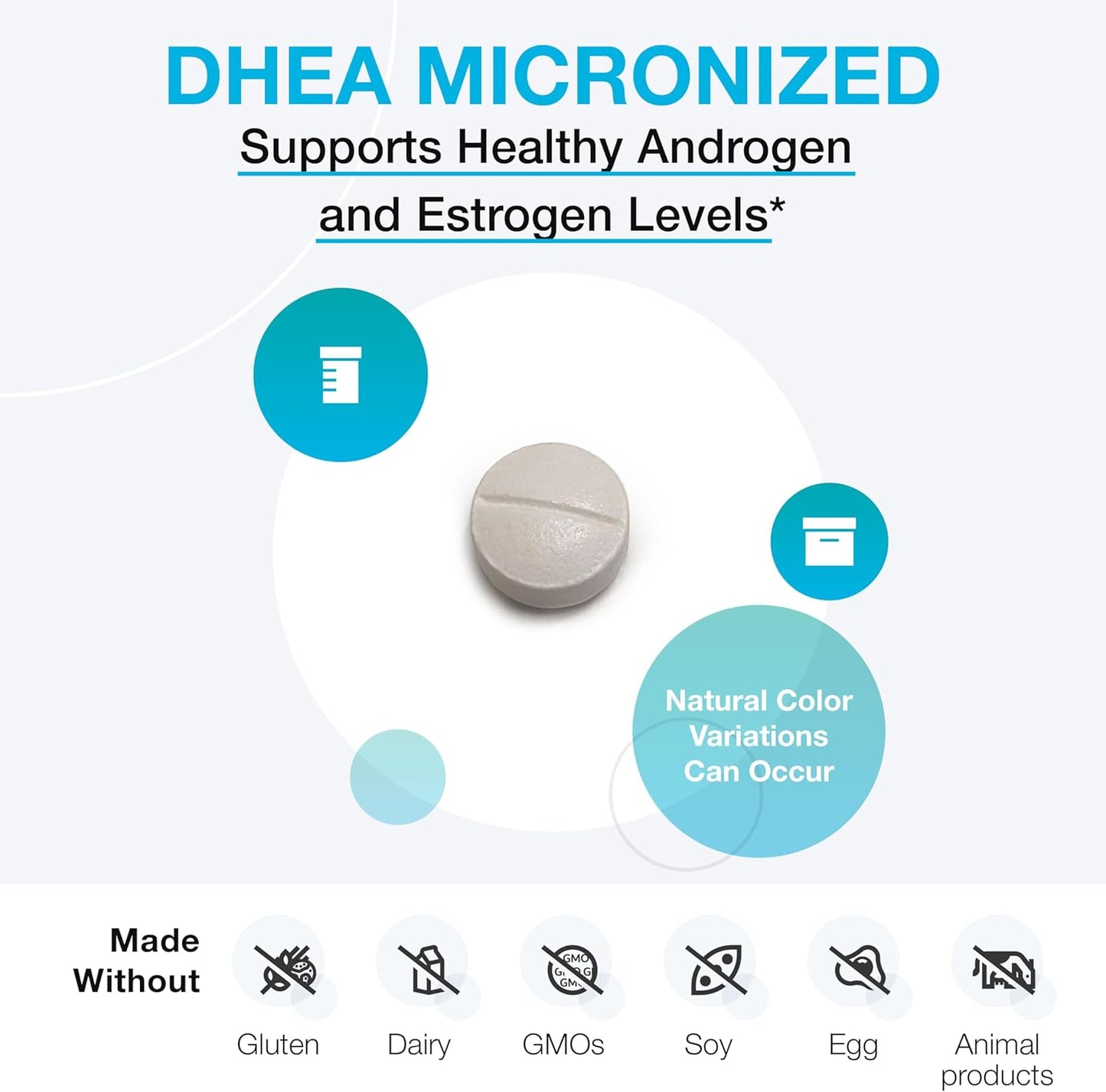 Micronized DHEA 25mg Supplement for Balanced Androgen and Estrogen Levels + Adrenal Support - 60 Tablets, XYMOGEN DHEA for Men and Women