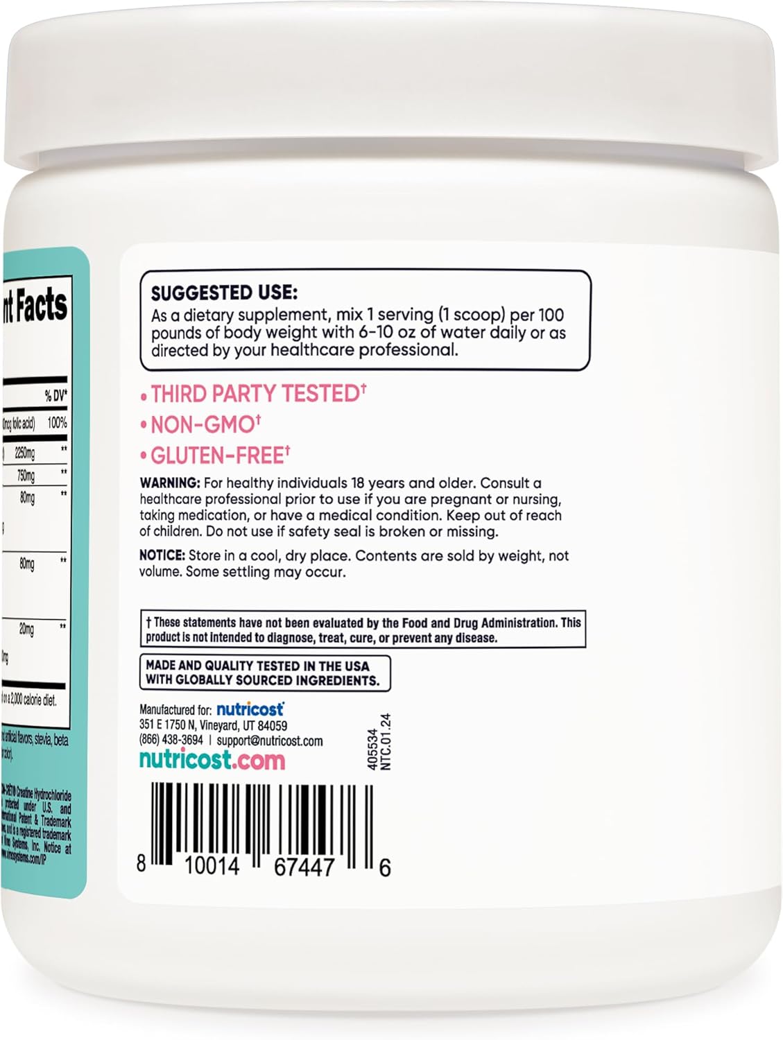 Micronized Peach Mango Creatine Monohydrate Powder for Women - 50 Servings, Vegetarian, Non-GMO, Gluten Free