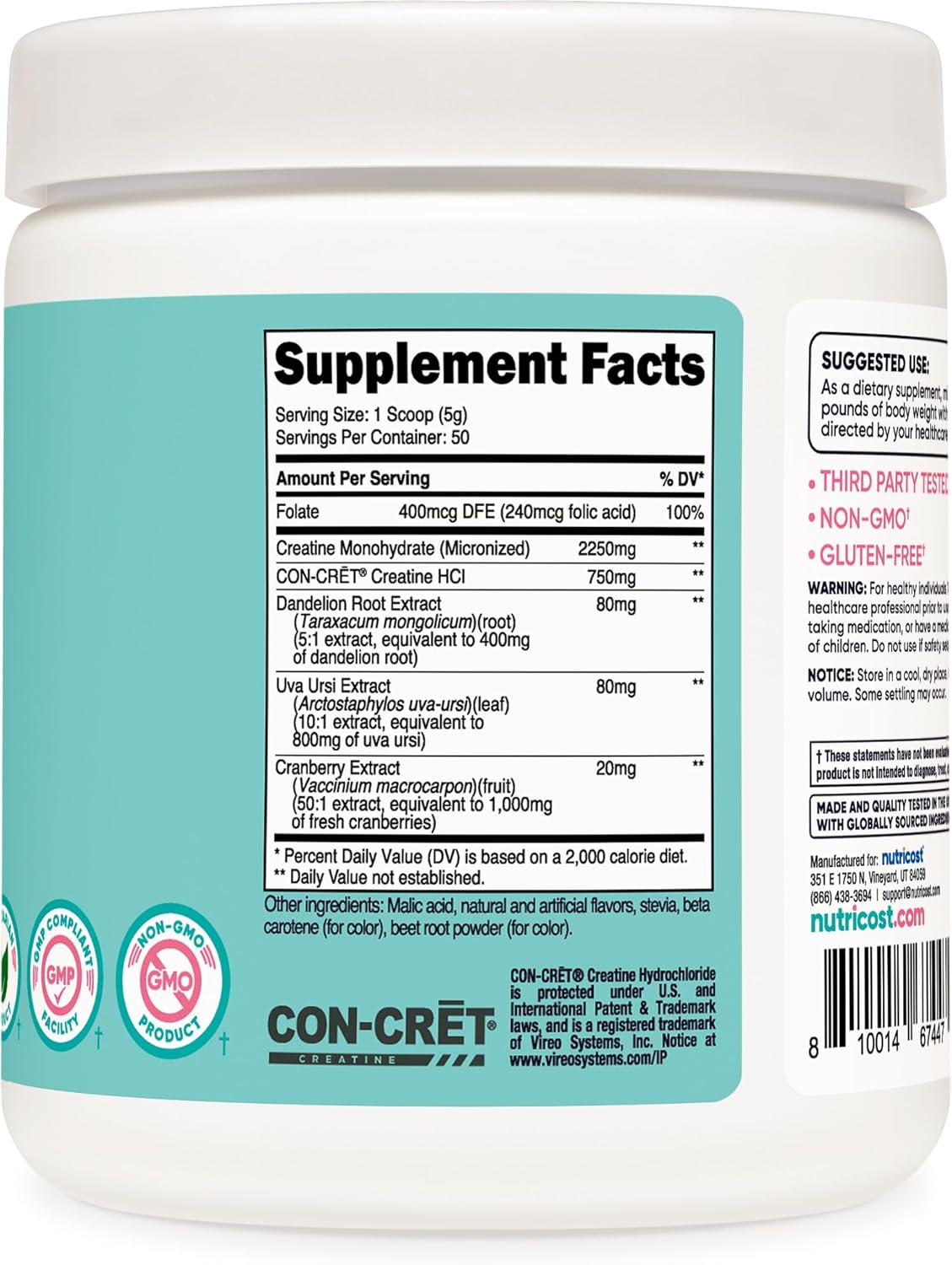 Micronized Peach Mango Creatine Monohydrate Powder for Women - 50 Servings, Vegetarian, Non-GMO, Gluten Free