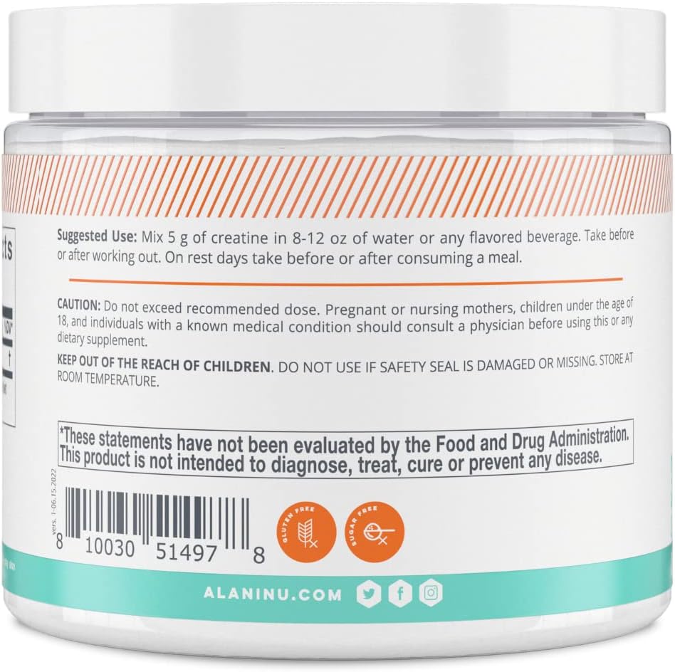 Micronized Unflavored Creatine Monohydrate Powder - Vegan & Gluten-Free - 30 Servings