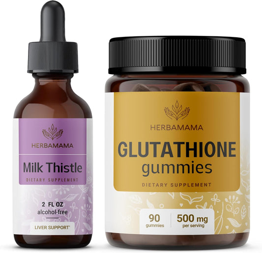 Milk Thistle Extract and Glutathione Gummies Bundle - Vegan, Non-GMO, Alcohol-Free - 2 Pack