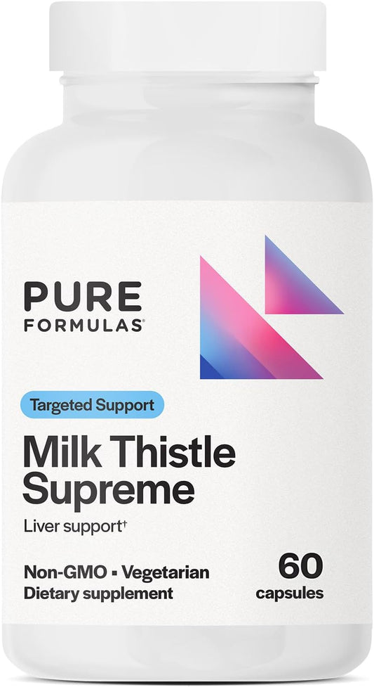 Milk Thistle Supreme Capsules - 250mg Silybum Marianum Liver Health Antioxidant Support - Non-GMO Vegetarian - 60ct