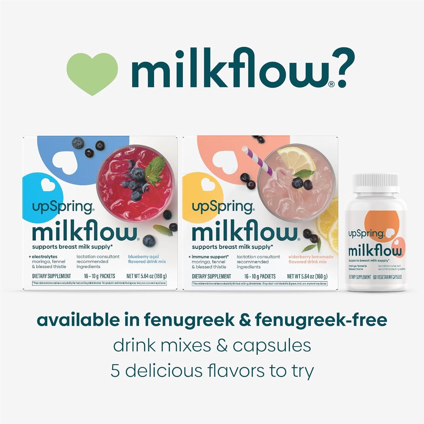 Milkflow Immune Support Breastfeeding Drink Mix with Fenugreek - Orange Mango Flavor - 16 Packets - Boost Breast Milk Supply