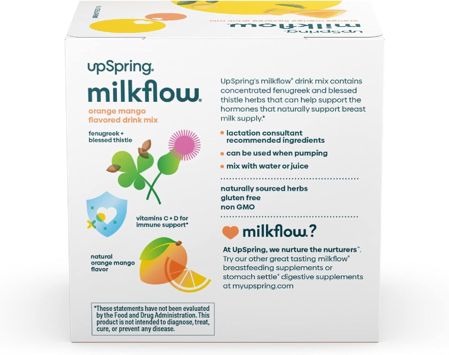 Milkflow Immune Support Breastfeeding Drink Mix with Fenugreek - Orange Mango Flavor - 16 Packets - Boost Breast Milk Supply