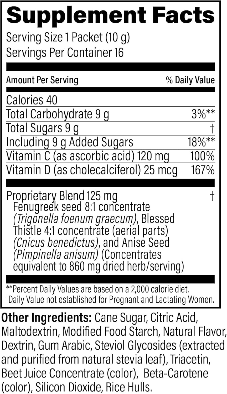 Milkflow Immune Support Breastfeeding Drink Mix with Fenugreek - Orange Mango Flavor - 16 Packets - Boost Breast Milk Supply