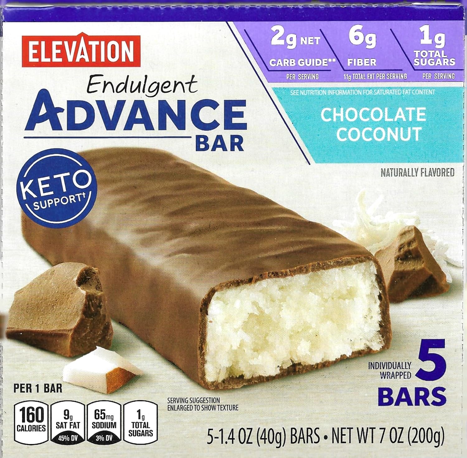 Millville Elevation Advance Chocolate Coconut Bars - Low Carb, High Protein, 5-Pack with Recipe Bundle