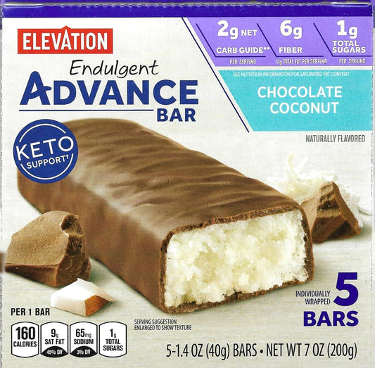 Millville Elevation Advance Chocolate Coconut Bars - Low Carb, High Protein, 5-Pack with Recipe Bundle