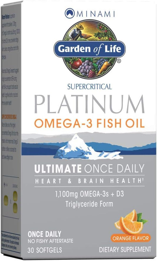 Minami Supercritical Platinum Omega 3 Fish Oil - Orange, 30 Softgels, Daily Heart & Brain Health Supplement