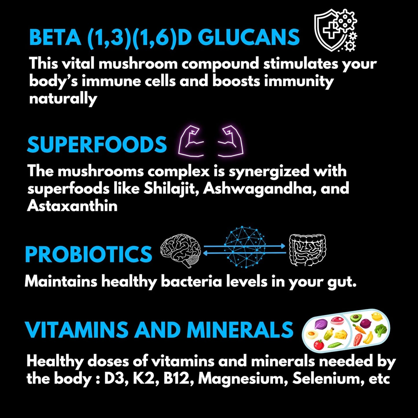 Mind Flow Mushroom Complex with Cordyceps, Lions Mane, and Reishi Extract, Super Foods, Vitamins, and Minerals - Includes Shilajit, Ashwagandha, Astaxanthin, Vitamin D3 + K2, and Magnesium L Threonate