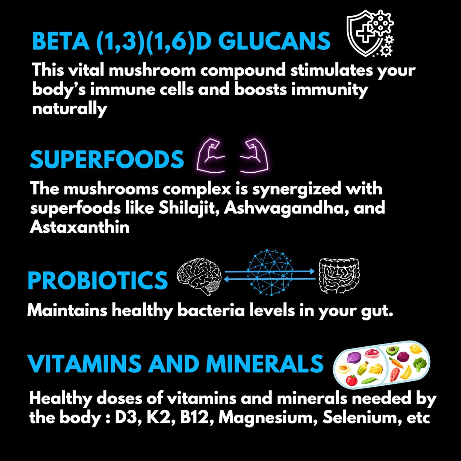 Mind Flow Mushroom Complex with Cordyceps, Lions Mane, and Reishi Extract, Super Foods, Vitamins, and Minerals - Includes Shilajit, Ashwagandha, Astaxanthin, Vitamin D3 + K2, and Magnesium L Threonate