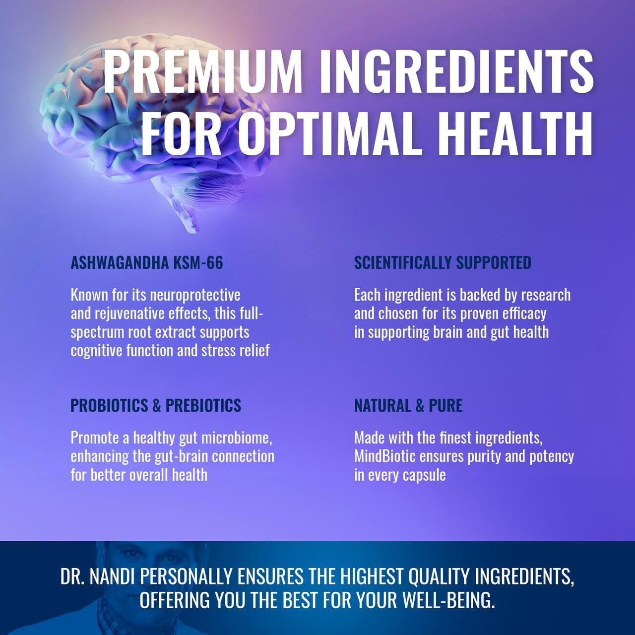 MindBiotic Brain Health Supplement with Probiotics, Prebiotics, and Ashwagandha - Supports Memory, Focus, Gut-Brain Connection - 60 Chews