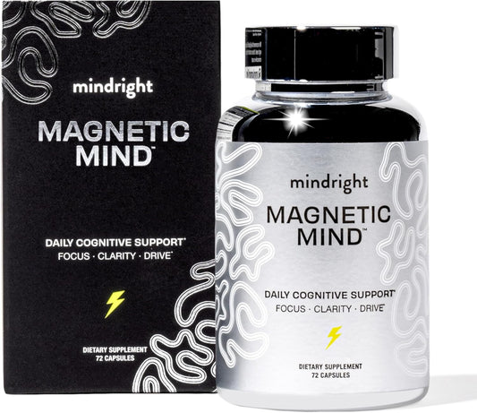 mindright Magnetic Mind - Cognitive Supplement for Energy, Clarity, & Focus - Nootropic for Brain Health - 30 Day Supply