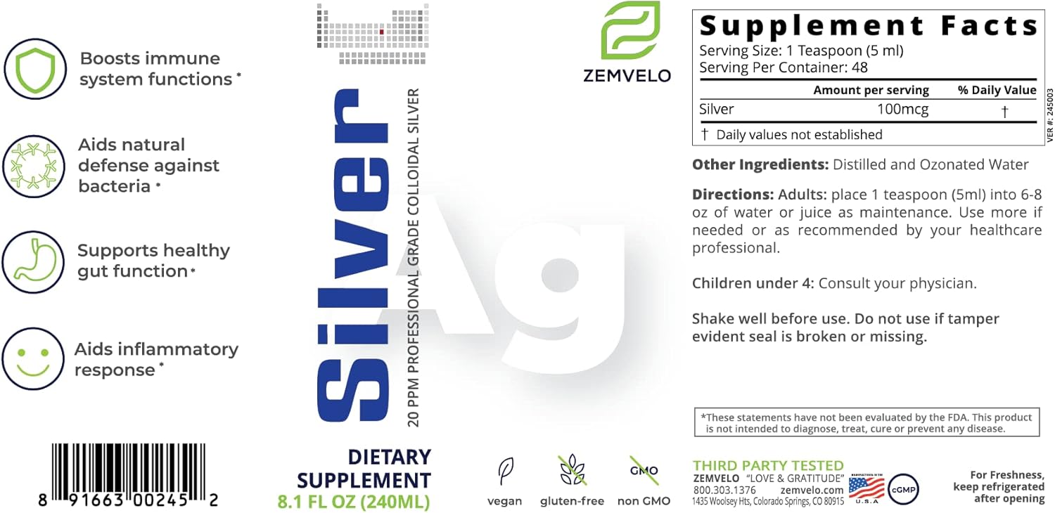 Mineralife Liquid Ionic Silver Supplement for Immune Support & Healthy Skin, Hair, and Nails - Natural Inflammatory Response Support