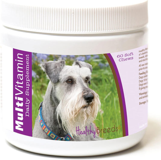 Miniature Schnauzer Multivitamin Soft Chews - Vet Recommended Daily Supplement for Dogs - Bacon Flavored - 60 Count