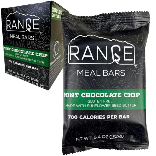Mint Chocolate Chip Range Meal Bars - Gluten Free High Calorie Meal Replacement Bars for Backpacking - 6 Pack