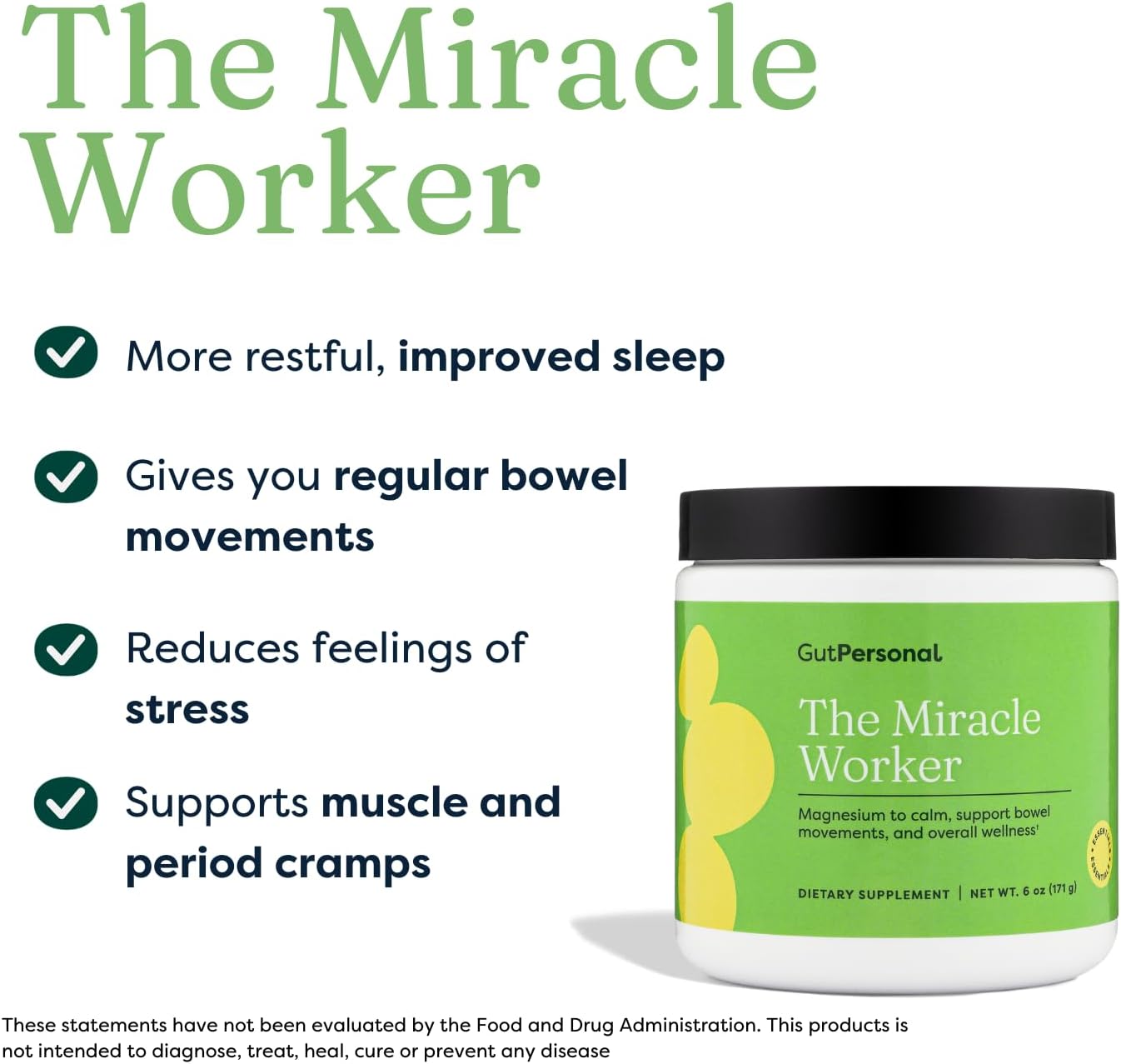 Miracle Worker Magnesium Powder & Probiotic Bundle: GutPersonal Gut Fix™, 30 Servings Strawberry Flavor + Booster Capsules, 60 Servings