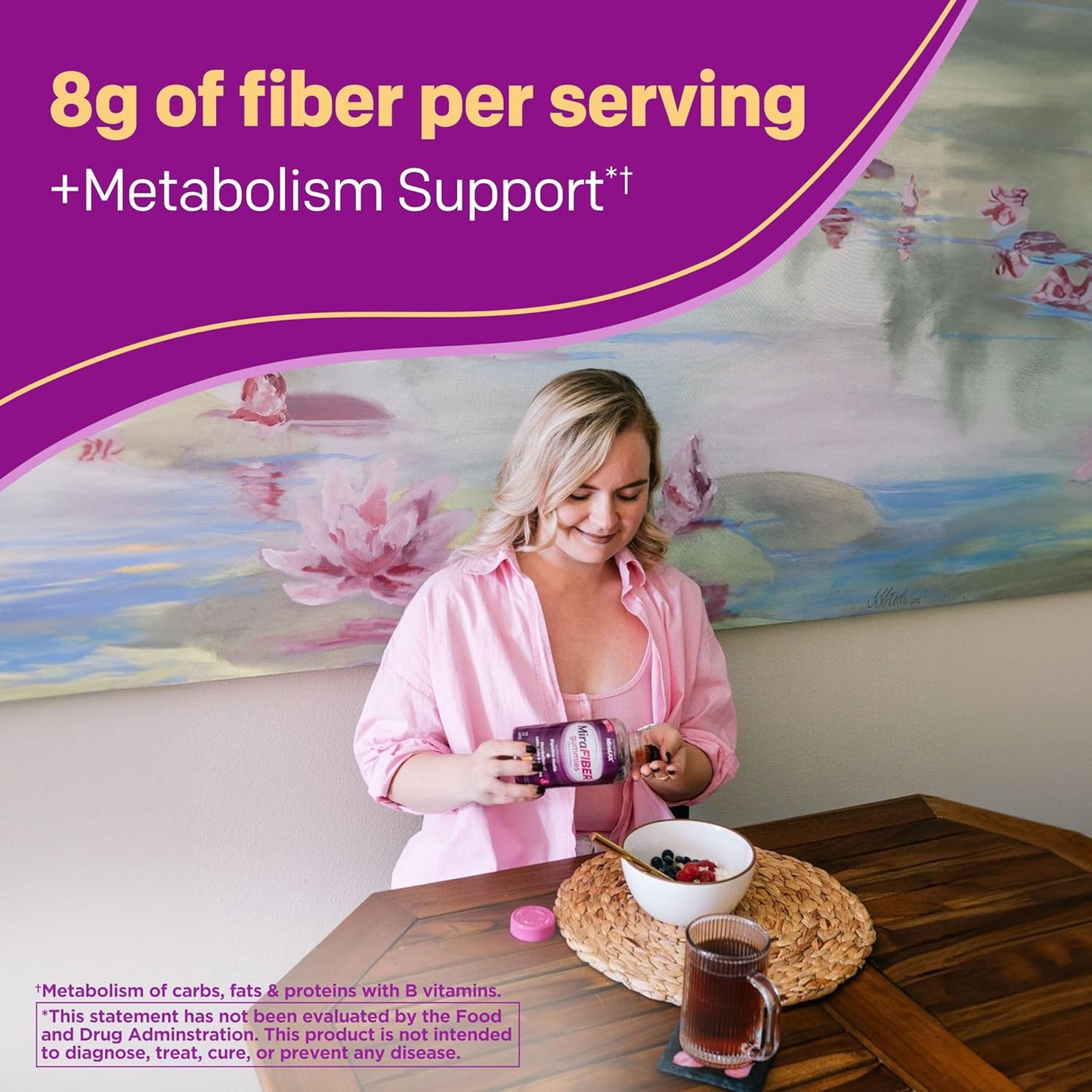 MiraFIBER Gummies: Daily Prebiotic Fiber with B Vitamins for Digestive Health - 72 Fruit Flavored Gummies