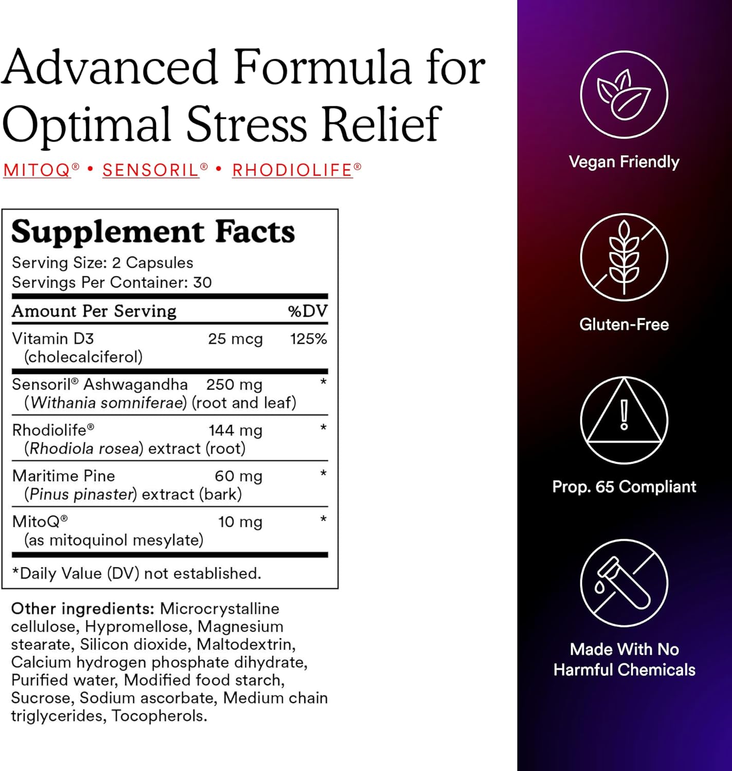 MitoQ +Balance Capsules with Sensoril Ashwagandha, Rhodiola & Maritime for Balanced Cortisol Levels, Stress Management, Sleep & Cell Health