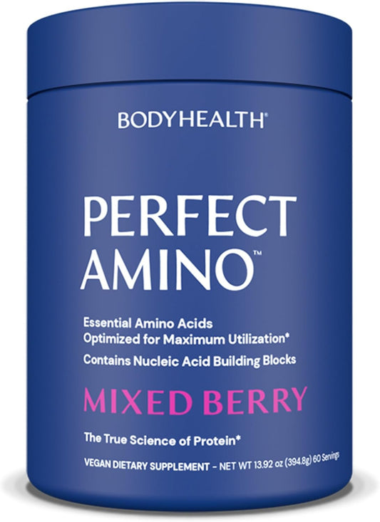 Mixed Berry Amino Acid Energy Drink Powder - BCAA and EAA Blend for Lean Muscle and Recovery - Pre and Post Workout Supplement for Men and Women - 60 Servings