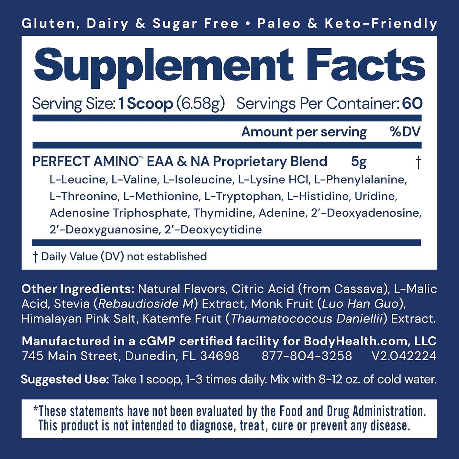 Mixed Berry Amino Acid Energy Drink Powder - BCAA and EAA Blend for Lean Muscle and Recovery - Pre and Post Workout Supplement for Men and Women - 60 Servings