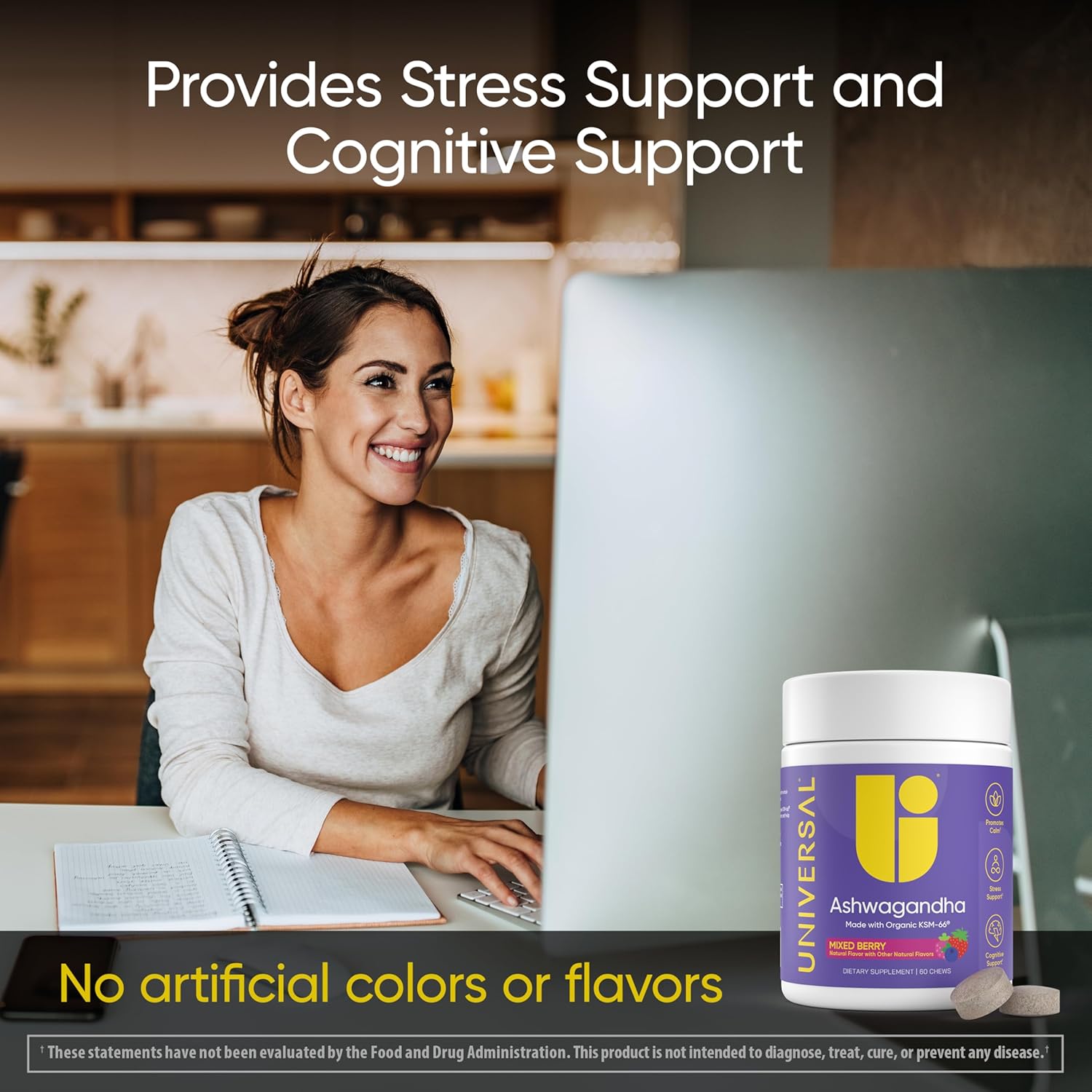 Mixed Berry Ashwagandha KSM-66 Chews - Support for Stress, Cognitive Function, and Mood - 60 Count