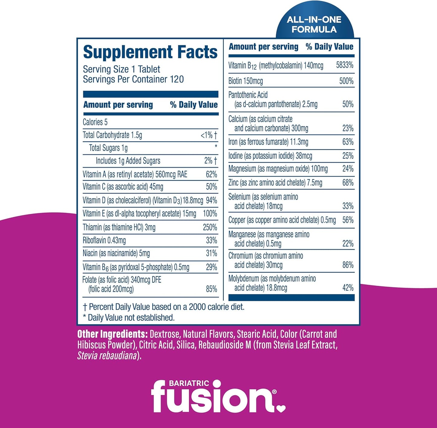 Mixed Berry Bariatric Fusion Chewable Multivitamin with Iron - One Month Supply for Gastric Bypass and Sleeve Gastrectomy