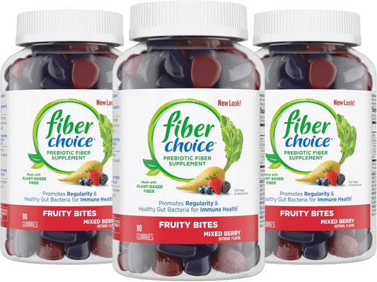 Mixed Berry Fiber Choice Fruity Bites Gummies - 270 Count Prebiotic Fiber Supplement Pack