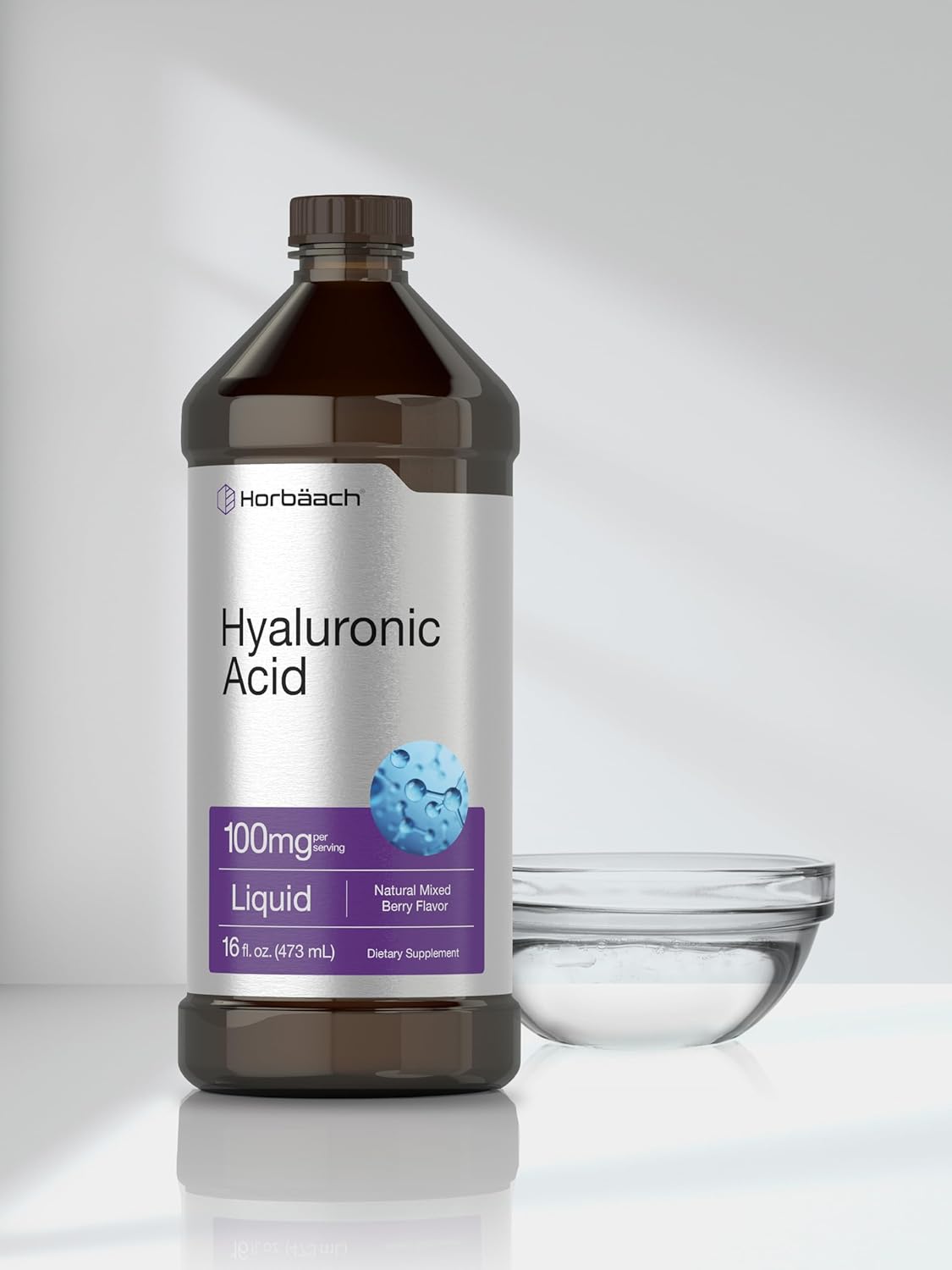 Mixed Berry Flavored Liquid Hyaluronic Acid Supplement - 100mg - 16oz - Non-GMO & Gluten-Free